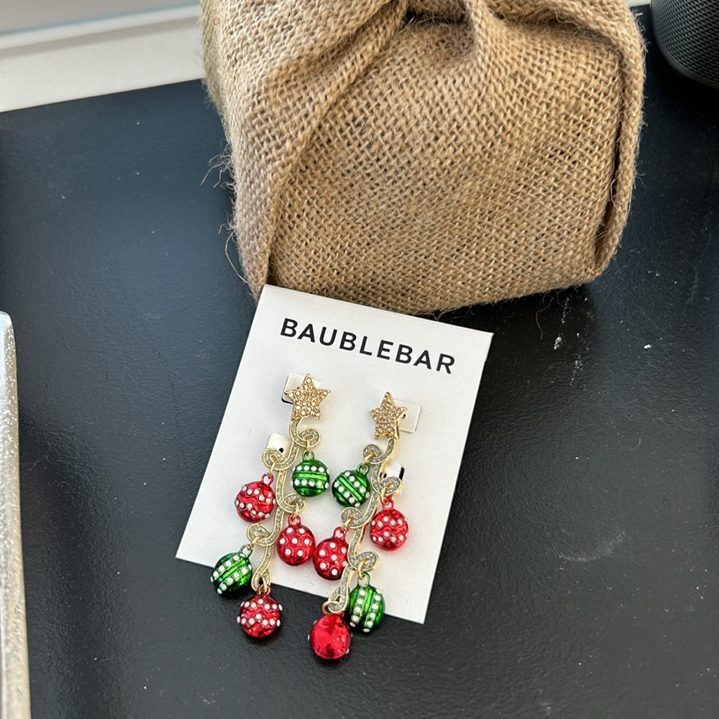Baublebar New Ornament To Be Red Green Star Crystal Dangle Christmas Earrings 31$